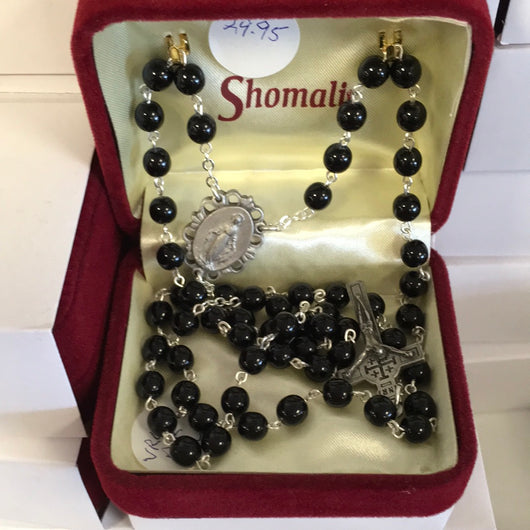 Shomali black Rosary with Relic