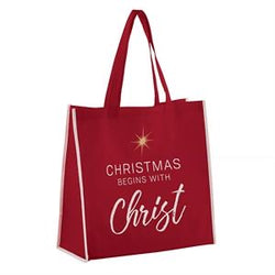 Christmas Begins With Christ (Red) Tote Bag