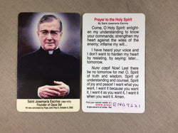 Saint Josemaria Escriva  Prayer to the Holy Spirit Prayer Card
