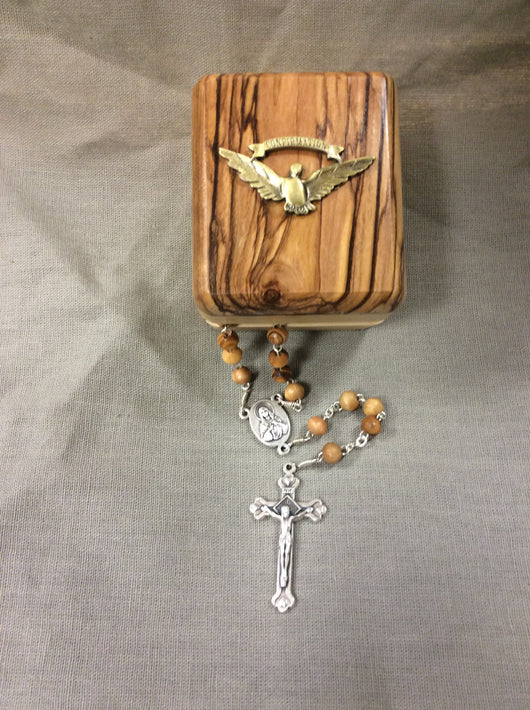Confirmation Olivewood Rosary in Olivewood Box