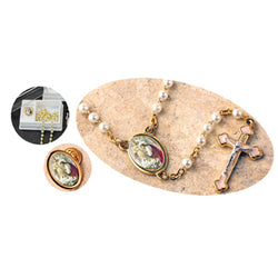 Black First Communion Rosary with Pin